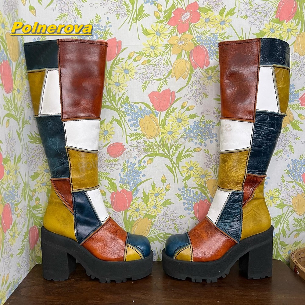 Vintage Fashion Y2K - Женские ретро-ботинки до колена из кожи